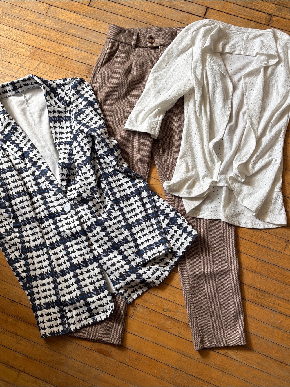 Size Small Business Casual Bundle with Blazer, Trousers, and Eyelet Shrug